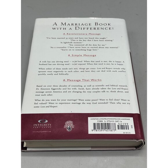 Love &amp; Respect Focus on the Family Book Dr. Emerson Eggerichs hardcover READ - Picture 7 of 7